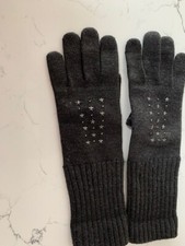 Coach Wool Beaded Gloves Gray Size M/L