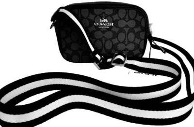 COACH MINI JAMIE GUITAR STRAP CAMERA BAG SIG JACQUARD SILVER COACH MINI JAMIE GUITAR STRAP CAMERA BAG SIG JACQUARD SILVER
