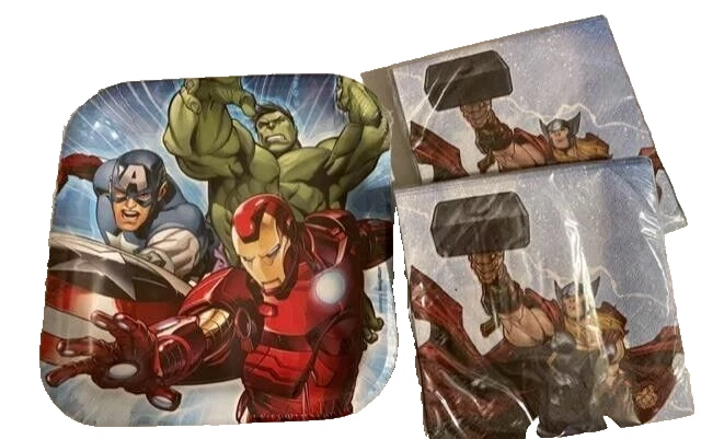 Pacote de festa de aniversário Marvel Avengers pratos guardanapos vela cupcake suprimentos - Imagem 2 de 4