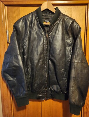 Manteau En Cuir Noir Express Avec Fourrure Mongole - Taille Small (S) - Neuf Avec Étiquettes - Modèle Fleuri