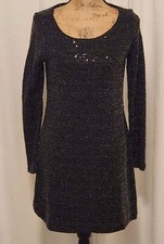 Express Women's S Black Sequin Long Sleeve Mini Bodycon Sheath Dress