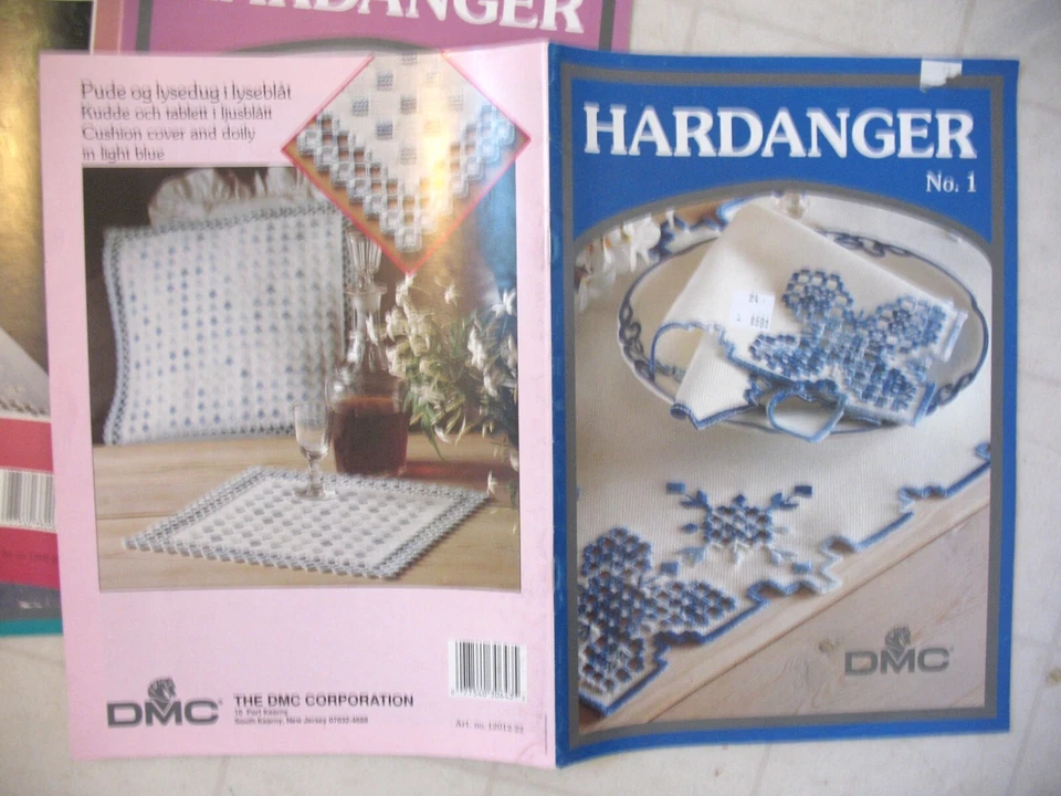 DMC HARDANGER Pattern BOOKS lot of 3 1990's runners doilies stitches + more - Image 4 of 4
