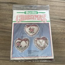 Bucilla Counted Cross Stitch Kit 82545 Victorian Hearts Christmas Ornaments Set