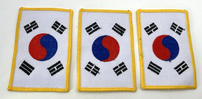 NEW LOT of 3 SOUTH KOREA Embroidered COUNTRY FLAG Patches KARATE MMA (A3)