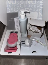 NuFACE Trinity Pro Facial Toning Device Kit RARE Coral 6oz Silk Creme Lip & Eye