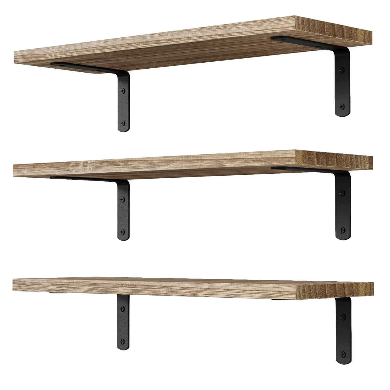 Set of 3 Durable Wooden Floating Shelves for Bathroom, Living Room, and Bedroom