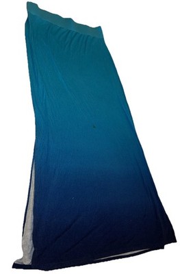 Ana Stretch Small Pull On Blue Gradient Transition Ombré Maxi Slit Side Skirt