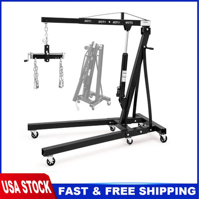 2Ton Folding Engine Hoist Cherry Picker Shop Crane Hoist Lift 4400lbs with Lever
