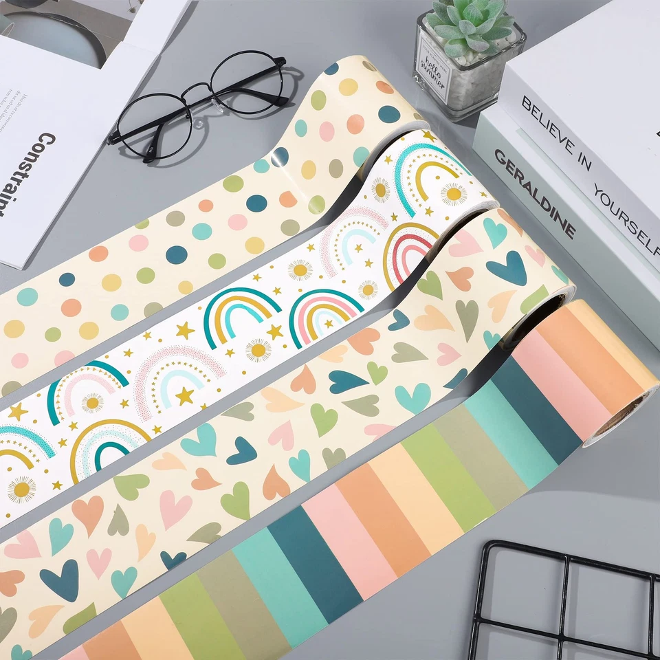 131ft Boho Bulletin Board Borders Bulletin Classroom Rainbow Hearts Border Tr... - Image 4 of 4