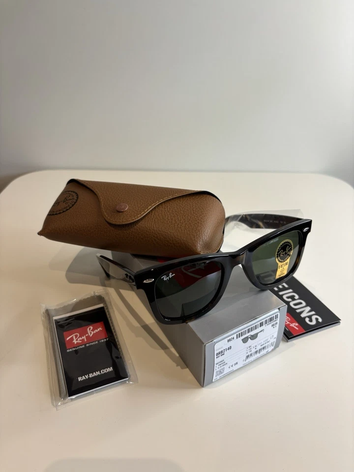 Ray-Ban Wayfarer RB2140 902 50-22 Occhiali da Sole - Tartarugato/Verde G-15 - Image 4 of 4