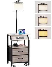 End Table with Floor Lamp, Nightstand with Charging Station, Floor Lamp Table...