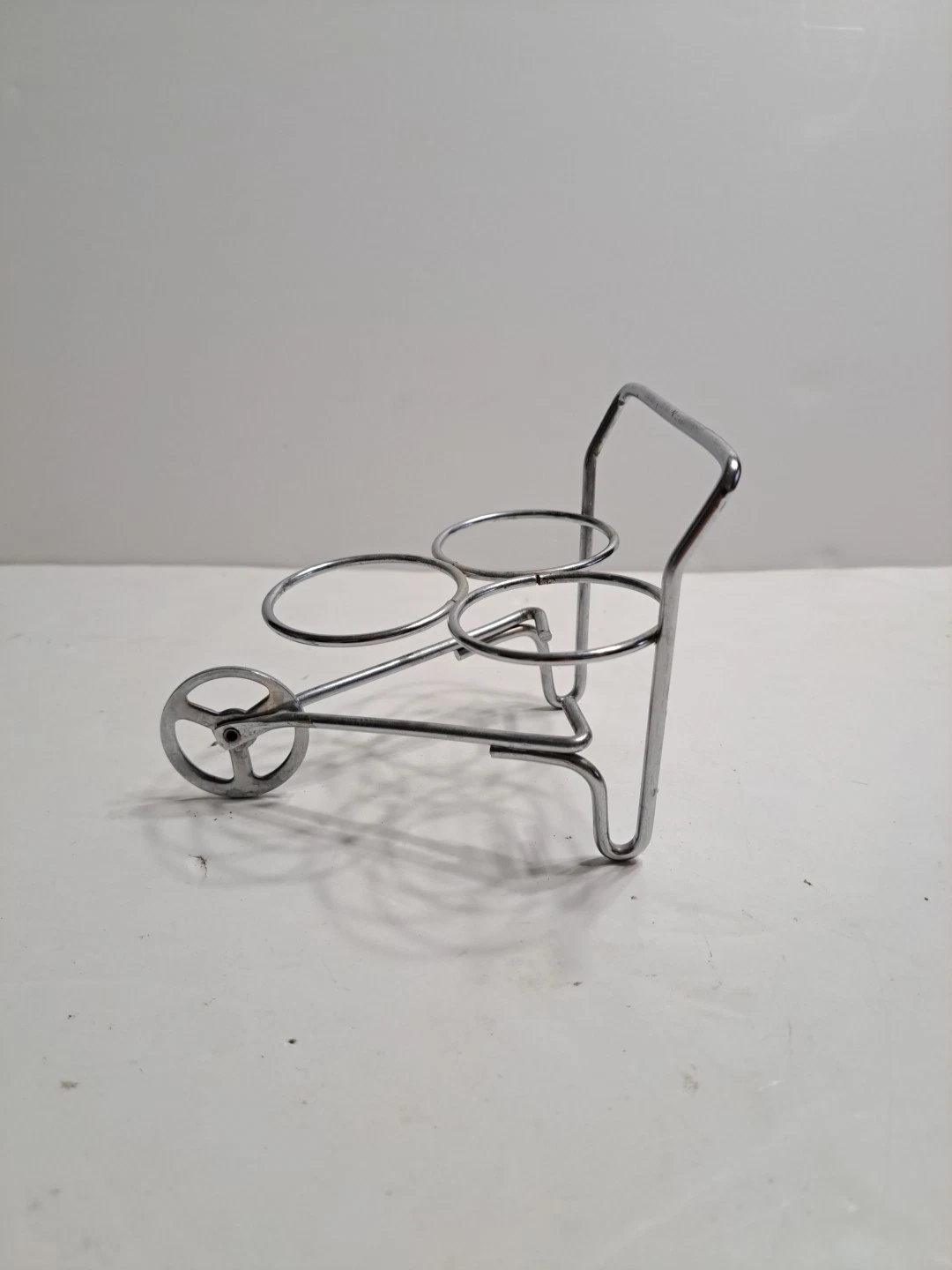 Vintage Salt Pepper Sugar Shaker Aluminum Wheelbarrow Caddy