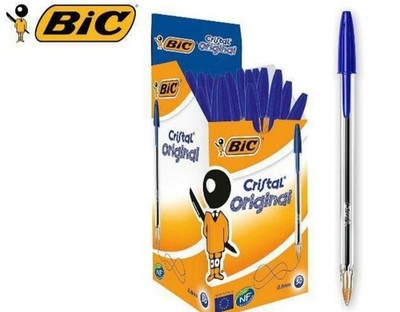ORIGINAL BIC KRISTALL KUGELSCHREIBER SCHULE BÜRO HAUS FARBE BLAU 50ER PAKET
