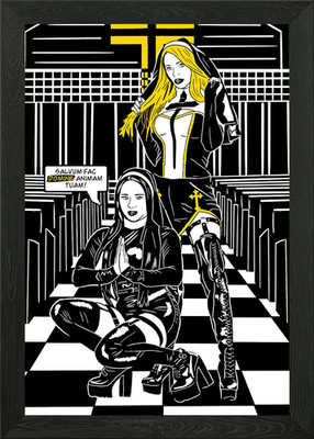 Sexy comic nuns Framed Wall Art Poster Canvas Print Picture