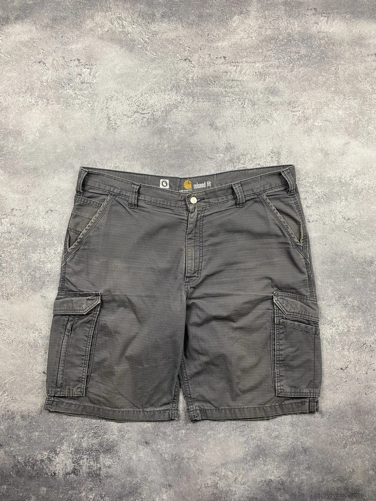 Vintage Carhartt Cargo Bermuda Shorts Grey Multi Pocket Force Y2K Mens Size 38