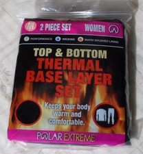 Polar Extreme Thermal Base Women's Layer M Black Top/Bottom Set GMB-PDQ-WB-M NWT