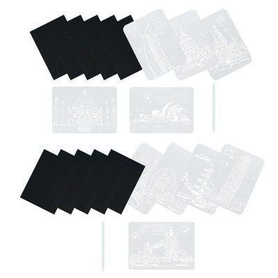 2 Sätze Kratzzeichnung Vorlage und Kratzpapier DIY Art Craft Scratch Painting