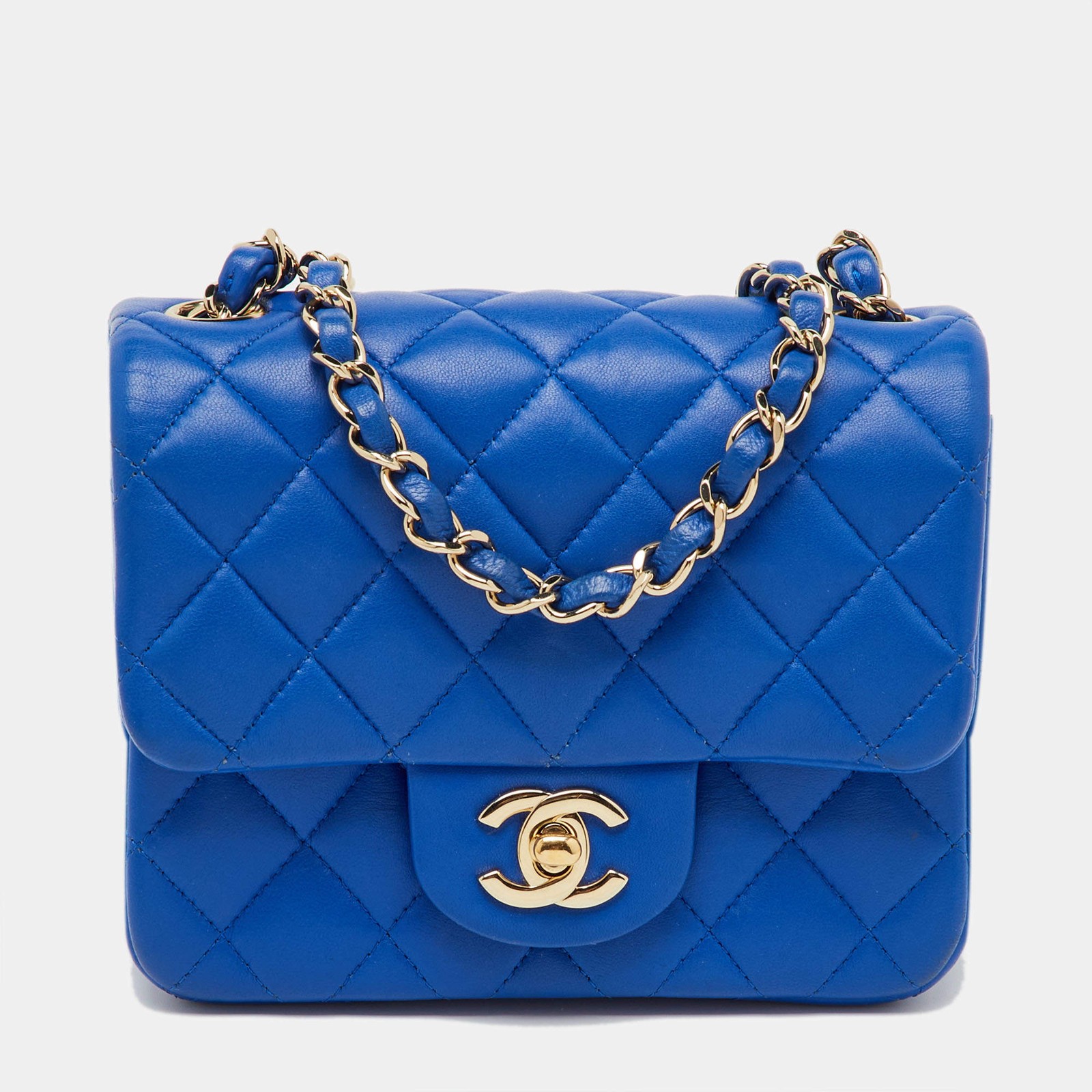 Chanel Blue Quilted Leather Square Mini Classic Single Flap Bag