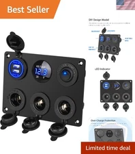 Compact Marine 6 in 1 Charging Panel with Waterproof USB Ports & Rocker Switch