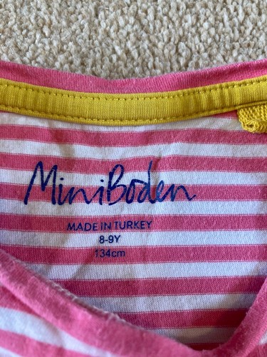 Mini Boden - Girls Bee Embroidered Stripe 3/4 Sleeve Top. Age 8-9 Years. - Picture 3 of 3