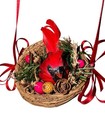 Cardinal Christmas Tree Ornament Red Bird Nest Branch Decor VTG