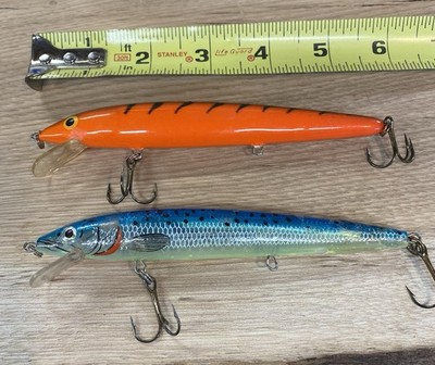Rapala Husky Jerk Set Of 2. One Orange F.Tiger & One Is Blue. Good Condition 6 