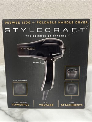 Travel Hair Dryer Stylecraft  Dual Voltage Folding Handle, Portable Dryer NIOB