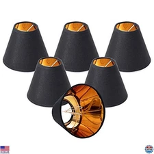 Wellmet Clip-On Chandelier Lamp Shades for Candelabra Bulbs - Set of 6, 3"x6"x5