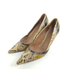 Prada Pumps Damen Gr. EU 39,5 Grün Braun Leder High Heels Schlangen Muster Schuh