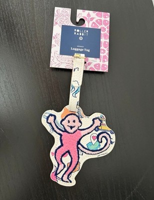 Roller Rabbit Monkey Design Faux Leather Luggage Tag Travel Accessory MPN Monkey