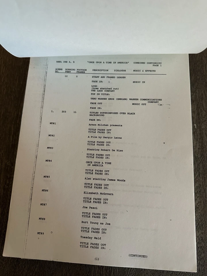 Once Upon a Time in America 1984 Combined Continuity Script Sergio Leone RARE - Image 3 of 4