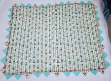 Vintage Homemade Cute Little Girl BABY or LAP BLANKET 46x39 Scalloped Edge Quilt