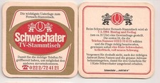 Schwechater Bier - Bierdeckel "Schwechater TV-Stammtisch" aus dem Jahr 1984