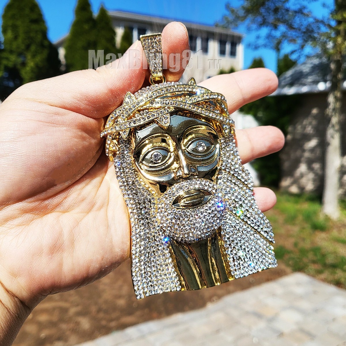HIP HOP STYLE ICED GOLD SILVER PLATED BLING XXL LARGE JUMBO JESUS