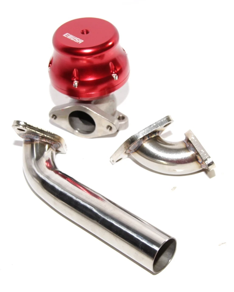 External RED 35/38MM ADJ. Turbo Wastegate+Dump Tube Pipe+Elbow Inlet Adapter - Image 2 of 4