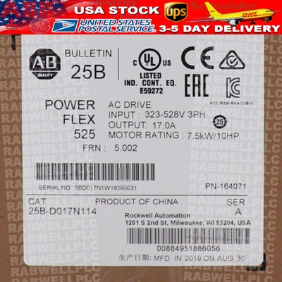 New Factory Sealed AB PowerFlex 525 7.5kW 10Hp AC Drive 25B-D017N114