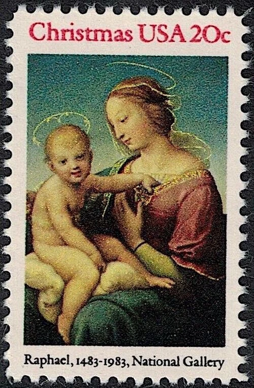 1983 NICCOLINI-COWPER MADONNA MNH Block 4 x 20¢ Christmas STAMPS: Raphael #2063 - Image 2 of 2