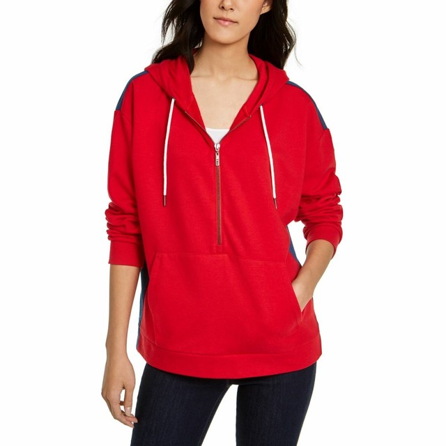 tommy hilfiger women's zip up hooded shirts & tops