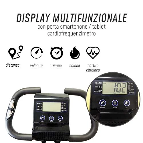 CYCLETTE PIEGHEVOLE RICHIUDIBILE SCHIENALE FASCE ELASTICHE SENSORE CARDIO BIKE - Immagine 3 di 4