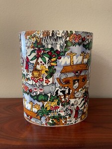 VINTAGE KIDS NOAH'S ARK PLASTIC TRASH CAN WASTEBASKET CHILD'S KID'S ROOM