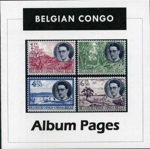 Belgian Congo CD ROM Stamp Album 1886-1960 Color Illustrated Album Pages
