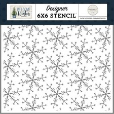 Crafts CB 6X6 Plastic Stencil Welcome Winter Wonderland Detailed Snowflakes