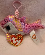 NWT 2014 TY Beanie Boos Clip - SPARKLES - 4.5" Pink DOLPHIN