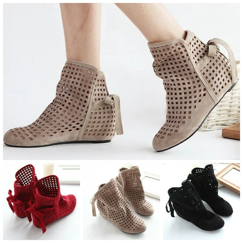 Sommer Damen Flache Stiefeletten Casual Ankle Sandalen Stiefel Versteckte Absatz - Bild 1 von 20