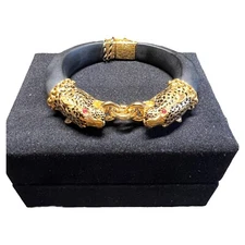 22 Karat Gold Plated Duchess Of Windsor Panther Bracelet Ruby The Franklin Mint 