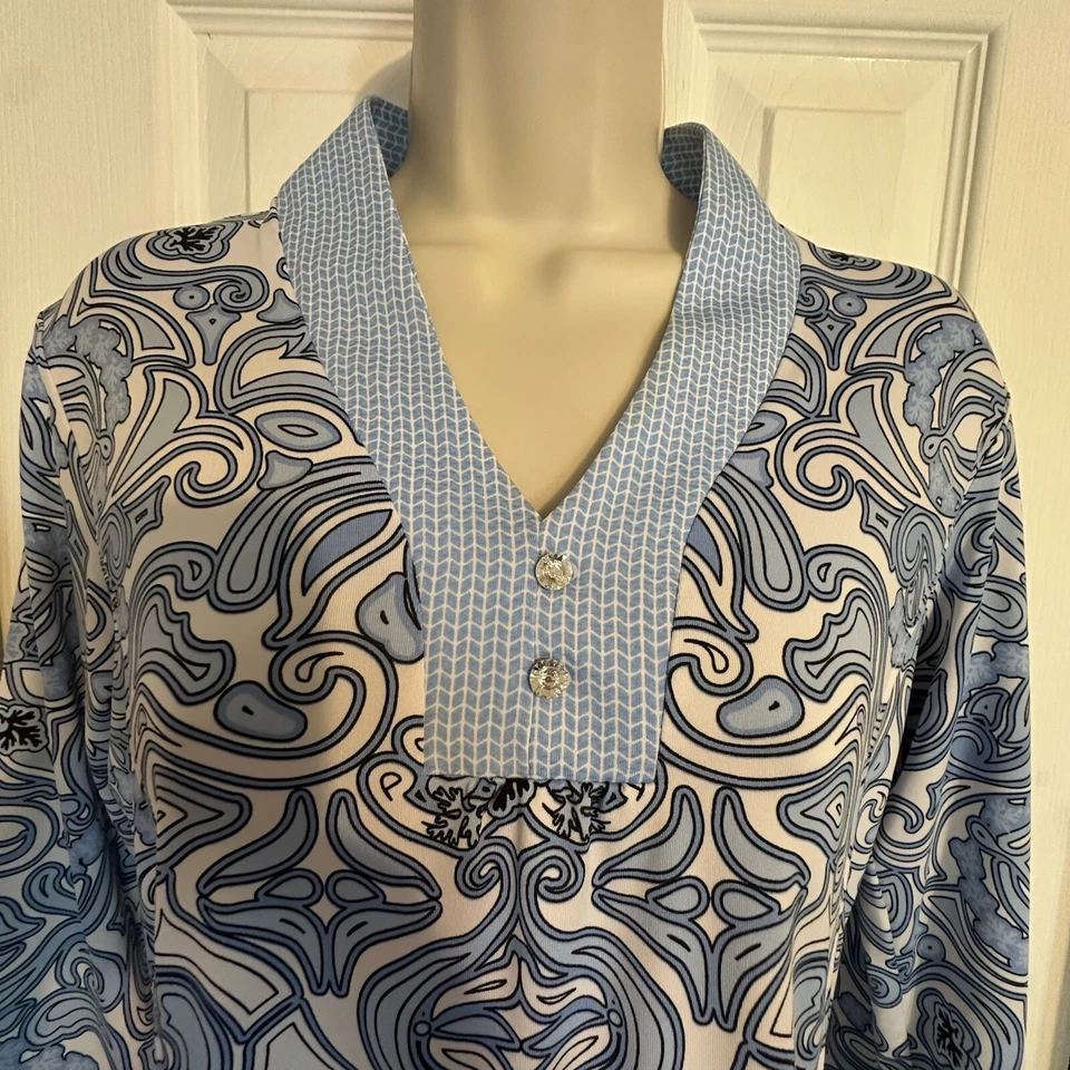 Camisa Polo de Golf Deportiva Haley Pequeña Azul Cachemira Atletismo Aire Libre Deportiva Barco Foto 4 de 4