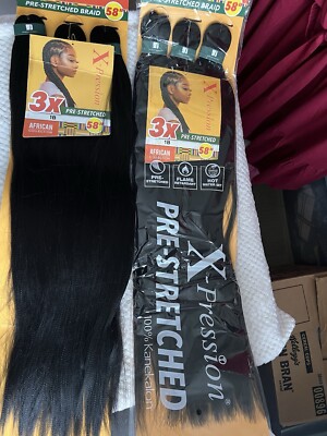 Sensational Womens X- Pression Pre Stretched Braids. 58 Inches. Black. 2 Packs.