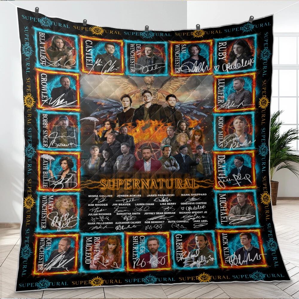 Supernatural Quilts, Demons Hunters Quilt Blanket Jared Padalecki