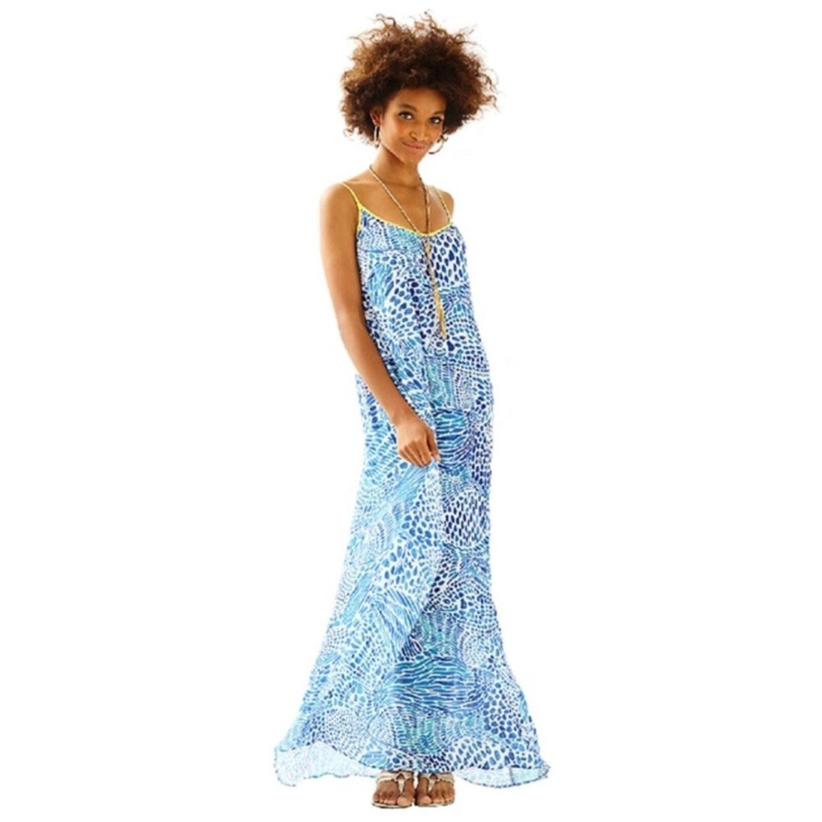Lilly Pulitzer Kendra Maxi Dress in Brilliant Blue Blue Tang Gang S/M