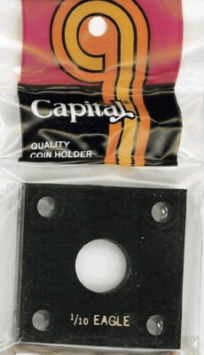 2x2 Capital Holder For 1/10 Oz US Gold Eagle Coin Black Display Case Plastic New